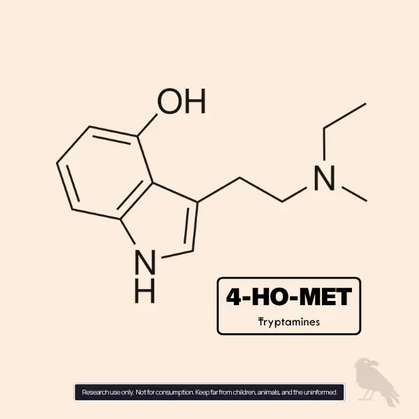 4-HO-MET molecular structure hydroxy tryptamine compound derived from psilocin analogue